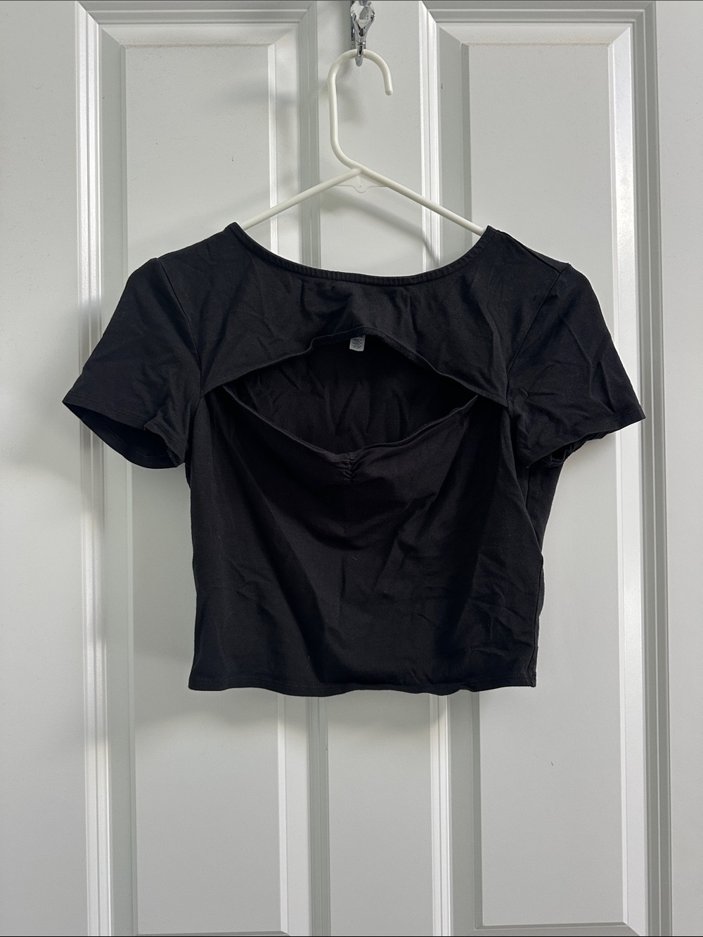 RVCA Black Short Sleeve Crop Top with Front Cutout